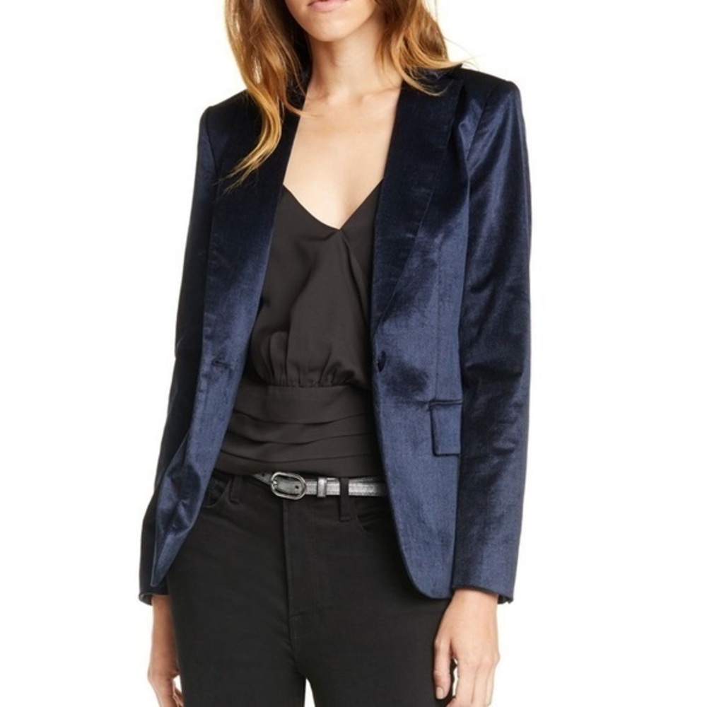 Frame Denim Navy Velvet Blazer